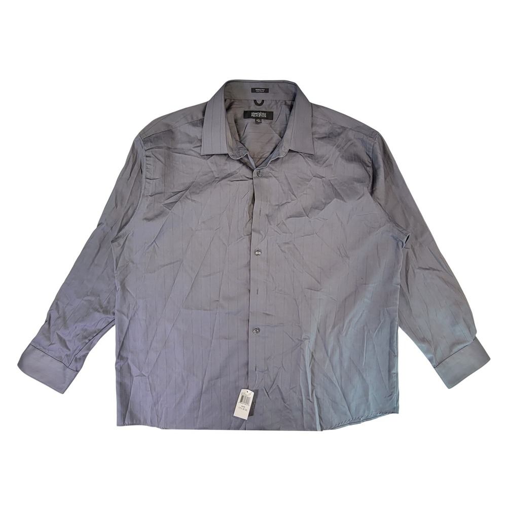 Kenneth Cole Reaction‎ Mens XL Wrinkle Free Dress Shirt Gray Regular Fit